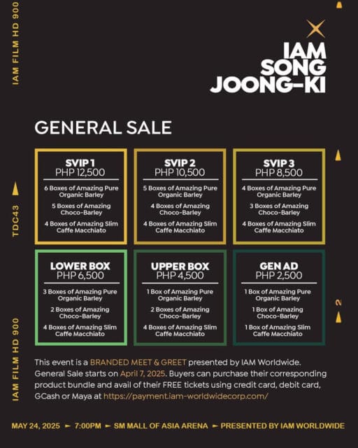 "IAM Song Joong-ki: Live in Manila" product and ticket bundles