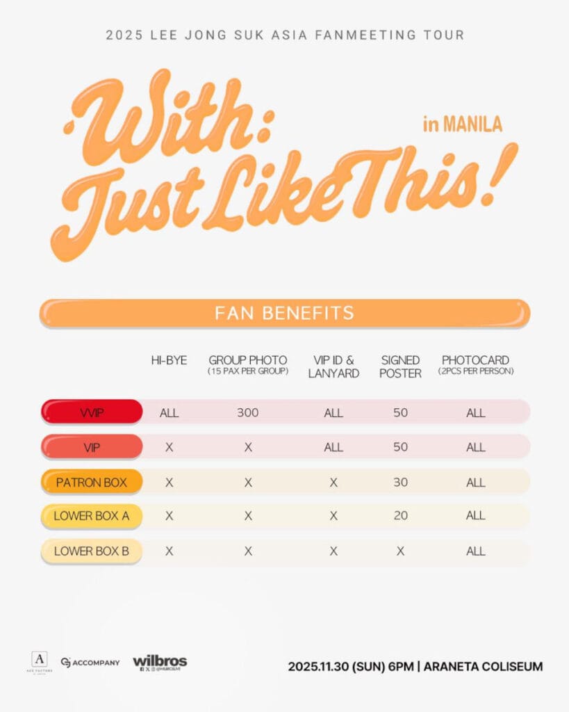 Lee Jong-suk in Manila fan meeting 2025 benefits
